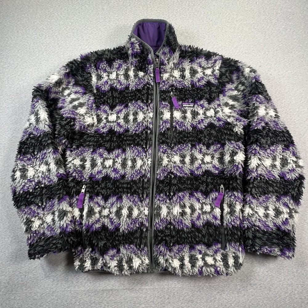 Patagonia Retro X Cardigan Jacket Mens Medium Deep Pile Aztec Eadan Purple